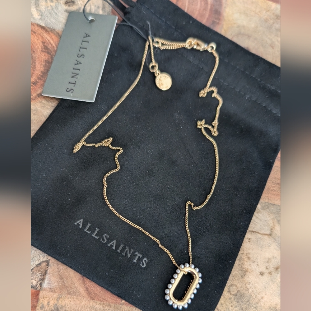 All Saints Faux Pearl Necklace With All Saints Dust Bag Nwt ❤️ - Picture 5 of 7
